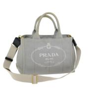 Prada Vintage Pre-owned Canvas handvskor Gray, Dam