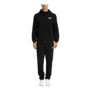 Emporio Armani EA7 Enfärgad Tracksuit med Huva och Fickor Black, Herr