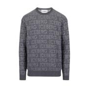 Iceberg Merino Wool Logo Sweater Gray, Herr