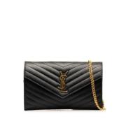 Yves Saint Laurent Vintage Pre-owned Laeder crossbodyvskor Black, Dam