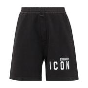 Dsquared2 Svarta Logga Bomulls Shorts Ss22 Black, Herr