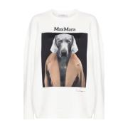 Max Mara Beige Sweater med Logo Print White, Dam