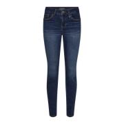 MOS MOSH Broderade Slim-Fit Mörkblå Jeans Blue, Dam