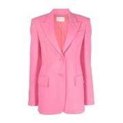 Sportmax Fuchsia Ylleblandning Jacka Peak Revers Pink, Dam