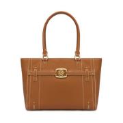 Pollini Brun Läder Toteväska med Metalllogo Brown, Dam