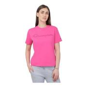 Champion Dam T-shirt med Broderad Logotyp Pink, Dam