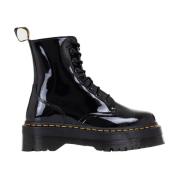 Dr. Martens Svarta Lackläder Platform Stövlar Black, Dam