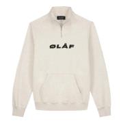 Olaf Hussein Zip Mock Tröja med Kursivt Logotyp Beige, Herr