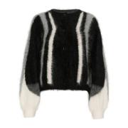 Gestuz Svart/Grå Multi Cardigan Sweater Black, Dam