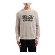 Olaf Hussein Vaffelstickad Crewneck Tröja Beige, Herr