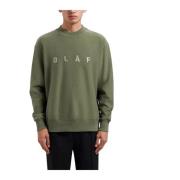 Olaf Hussein Broderad Crewneck Tröja Green, Herr