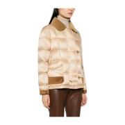 Fay Quiltad Beige Kappa med Läderdetaljer Beige, Dam