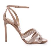 Aquazzura Glitter Ankelrem Sandaler Nude Beige, Dam