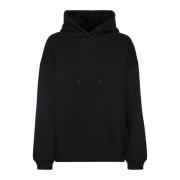 My Essential Wardrobe Svart Logo Emb. Hoodie Sweatshirt Black, Dam