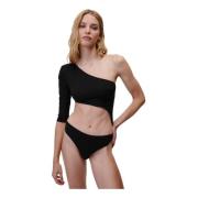 Undress Code Svart Asymmetrisk Ärm Bodysuit Black, Dam