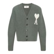 Ami Paris Cardigan med logotyp Green, Herr