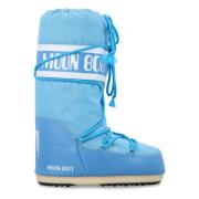 Moon Boot Blå Nylon Hög Topp Stövlar Blue, Dam