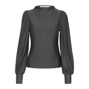 Gestuz Puff Top Blus Grå Pinstripe Gray, Dam