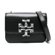 Tory Burch Svart Läder Hammered Texture Axelväska Black, Dam