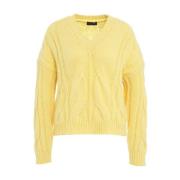 Roberto Collina Gul Stickad Tröja Aw24 Yellow, Dam