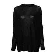 Fabiana Filippi Svart Paljettdekorerad Crew Neck Sweater Black, Dam