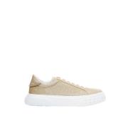 Casadei Elegant Läder Sneakers i Guld Yellow, Dam