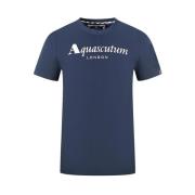 Aquascutum Elegant Logo Bomull T-shirt med detalj Blue, Herr