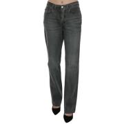 Just Cavalli Grå Straight Leg Jeans med Medium Midja Gray, Dam