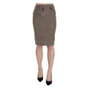 Just Cavalli Elegant Gr Pencil Skirt med Logo Detaljer Gray, Dam