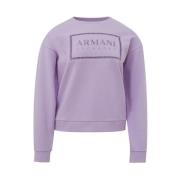 Armani Exchange Elegant lila bomullströja för kvinnor Purple, Dam