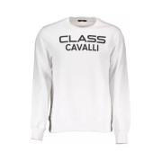 Cavalli Class Vit Bomull Rund Hals Tröja White, Herr