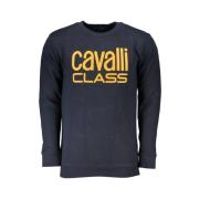 Cavalli Class Blå Bomullströja med Print Logo Blue, Herr