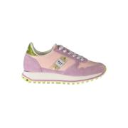 Blauer Rosa Polyester Sneaker med Kontrastdetaljer Pink, Herr