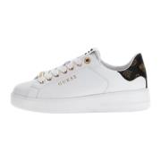 Guess Vita Lädersneakers med Gyllene Logotyp White, Dam