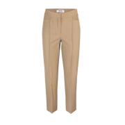 Max Mara Studio Slim Fit Cotton Trousers Beige, Dam