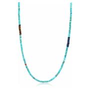 Nialaya Turquoise Heishi Necklace with Tiger Eye and Blue Lapis Multic...