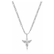 Nialaya Womens Silver Angel Necklace Gray, Dam