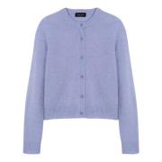 Roberto Collina Kort Cardigan Tröja Blue, Dam