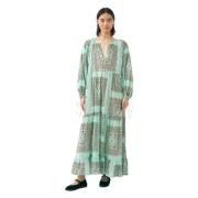 Antik Batik Bomull voile print maxi klänning Nalii Blue, Dam