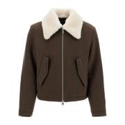 Ami Paris Shearling Krage Boxy Jacka Brown, Herr