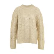 Akep Guld Stickat Aw24 Handtvätt Beige, Dam