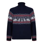 Gallo Blå Ull Kashmir Turtleneck Jultröja Blue, Herr