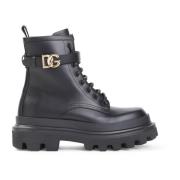 Dolce & Gabbana Svart Läder Ankel Boot Black, Dam