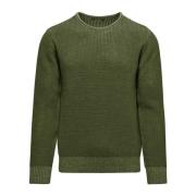 BomBoogie Ribbad ullblandad crewneck tröja Green, Herr