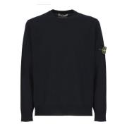 Stone Island Blå Crewneck Tröja med Logo Patch Blue, Herr