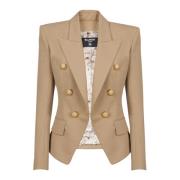 Balmain 6-knapp bomullsjacka Beige, Dam