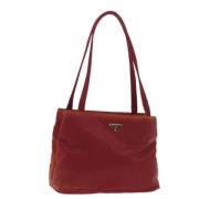 Prada Vintage Pre-owned Nylon handvskor Red, Dam