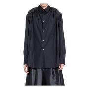 Comme des Garçons Svart Bomullsskjorta med Faux Läder Black, Herr