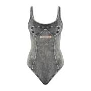 Diesel Bodysuit med logotyp Ufby-Denim-Cami-Bodysuit Gray, Dam