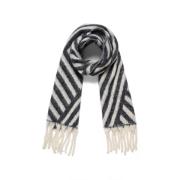 Kaffe Frynsmönstrad Scarf Mörk Grå/Ljus Grå Gray, Dam